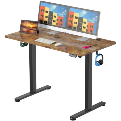 All-in-One Ergonomic Sit Standing Desk with Table Top, 43 x 24 inch Height Adjustable Electric Computer Sit Stand Desk Home Office Table(Whole-Piece