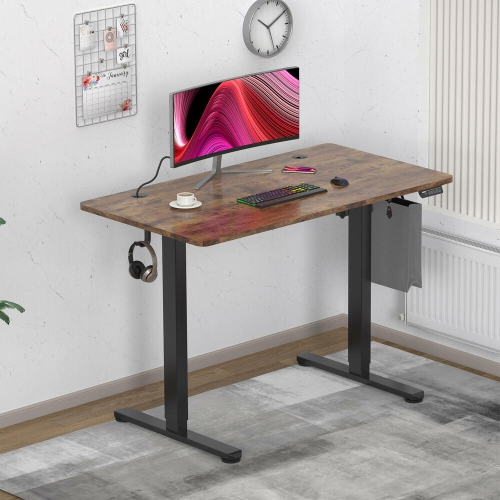 All-in-One Ergonomic Sit Standing Desk with Table Top, 43 x 24 inch Height Adjustable Electric Computer Sit Stand Desk Home Office Table(Whole-Piece