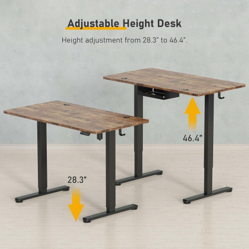 All-in-One Ergonomic Sit Standing Desk with Table Top, 43 x 24 inch Height Adjustable Electric Computer Sit Stand Desk Home Office Table(Whole-Piece