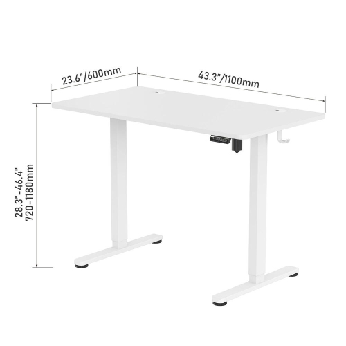 Height Adjustable Sit Stand Desk , 43" X 24" Electric Standing Desk Computer Desk with Hanging Hooks and Cable Management(Whole-Piece Desktop, 154lbs