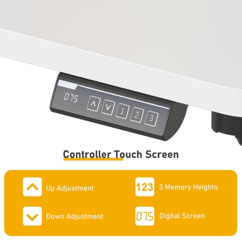 Height Adjustable Sit Stand Desk , 43" X 24" Electric Standing Desk Computer Desk with Hanging Hooks and Cable Management(Whole-Piece Desktop, 154lbs