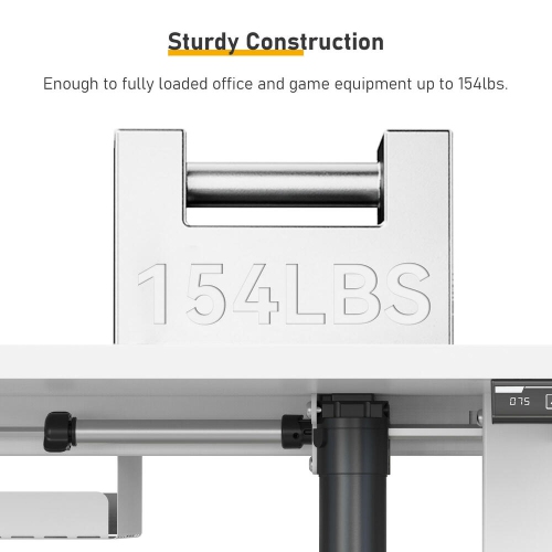 Height Adjustable Sit Stand Desk , 43" X 24" Electric Standing Desk Computer Desk with Hanging Hooks and Cable Management(Whole-Piece Desktop, 154lbs