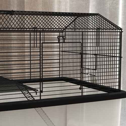 PawHut Hamster Cage with Accessories, Portable Gerbil Habitat for Dwarf Hamster and Syrian Hamster with Detachable Bottom, Ramp, Platform, Food Bowl,