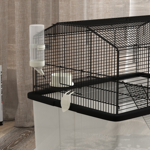 PawHut Hamster Cage with Accessories, Portable Gerbil Habitat for Dwarf Hamster and Syrian Hamster with Detachable Bottom, Ramp, Platform, Food Bowl,