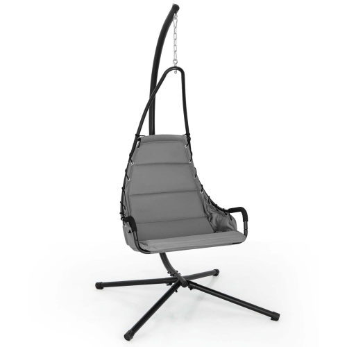 COSTWAY  Swing Chair With Stand Extra-Wide And Cushioned Seat Outdoor Indoor Hanging Chair