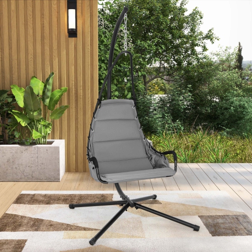 Chaise pivotante avec support extra large et siège coussiné pour l'extérieur de Costway