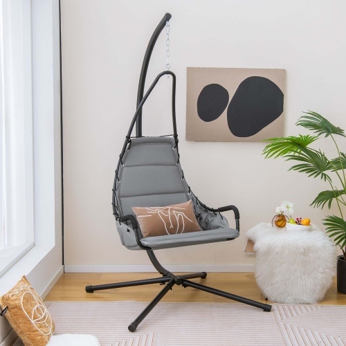 Chaise pivotante avec support extra large et siège coussiné pour l'extérieur de Costway