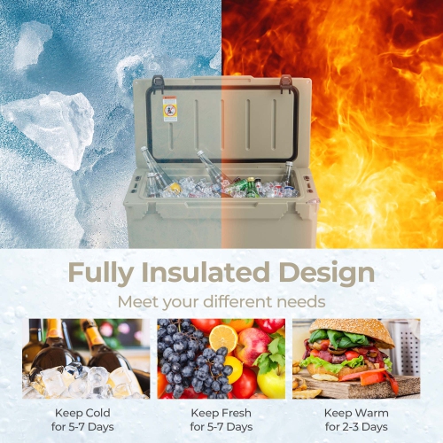 Costway 50 QT Rotomolded Cooler Portable Ice Chest Ice Retention for 5-7 Days