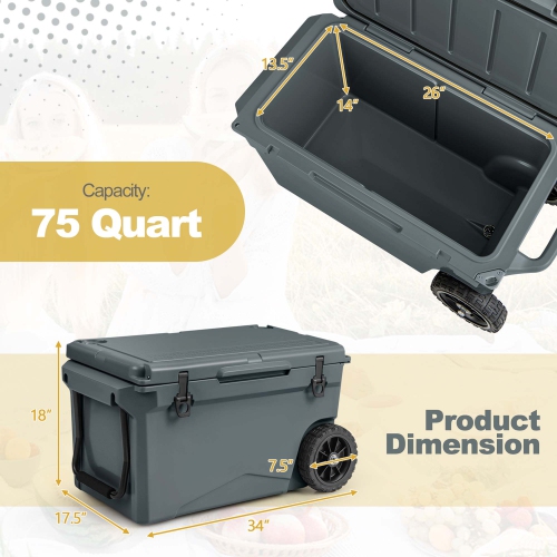 Glacière portative Robo de Costwasy 75&nbsp;Qt glacière moulée isotherme 5-7 jours avec poignée de roue