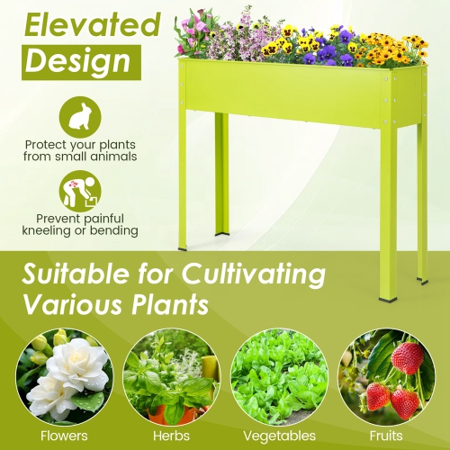 Costway 40" Raised Garden Bed with Legs Metal Elevated Planter Box Drainage Hole Backyard