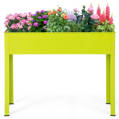 Costway 40" Raised Garden Bed with Legs Metal Elevated Planter Box Drainage Hole Backyard