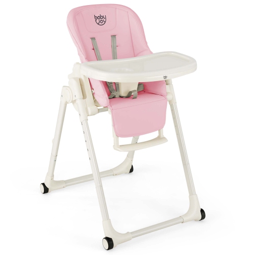 Babyjoy 4-in-1 Foldable Baby High Chair Height Adjustable Feeding Chair w/ Wheels