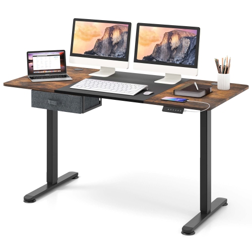 COSTWAY  Electric Standing Desk 55" X 28" Height Adjustable Sit Stand With USB Charging Port