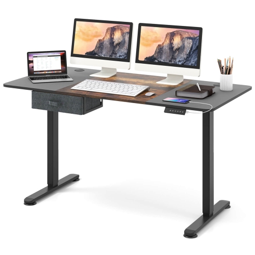 Costway Electric Standing Desk 55" x 28" Height Adjustable Sit Stand with USB Charging Port