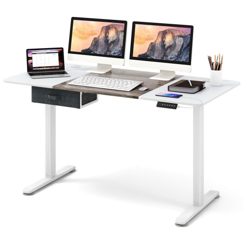 Costway Electric Standing Desk 55" x 28" Height Adjustable Sit Stand with USB Charging Port