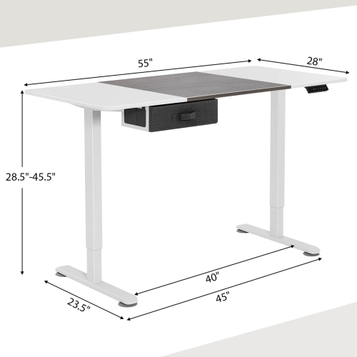 Costway Electric Standing Desk 55" x 28" Height Adjustable Sit Stand with USB Charging Port