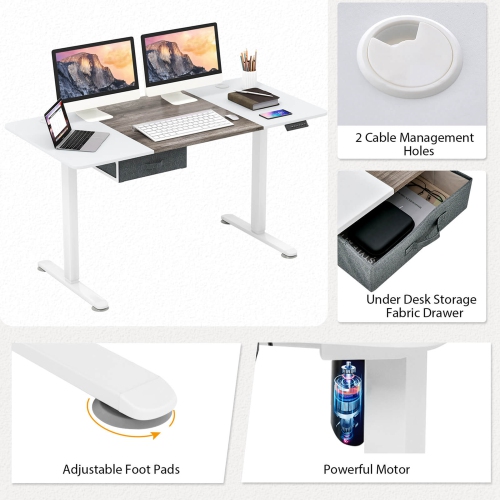 Costway Electric Standing Desk 55" x 28" Height Adjustable Sit Stand with USB Charging Port