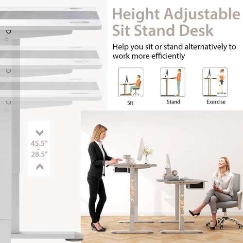 Costway Electric Standing Desk 55" x 28" Height Adjustable Sit Stand with USB Charging Port