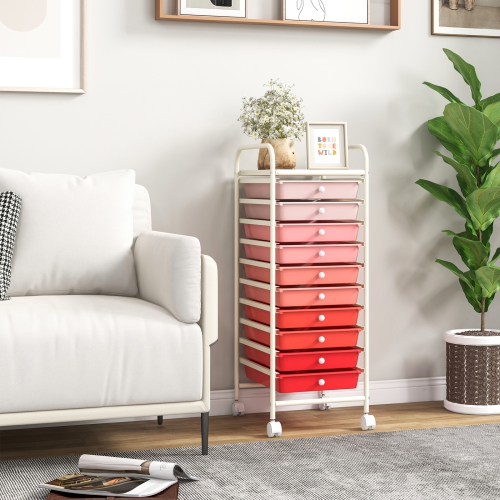 Meuble de rangement roulant à 10 tiroirs de Costway pour collimage Paper Office School Organizer