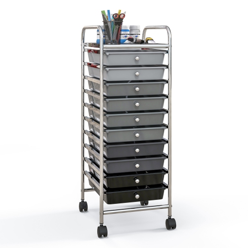 Costway 10 Drawer Rolling Storage Cart Scrapbook Paper Office School Organizer