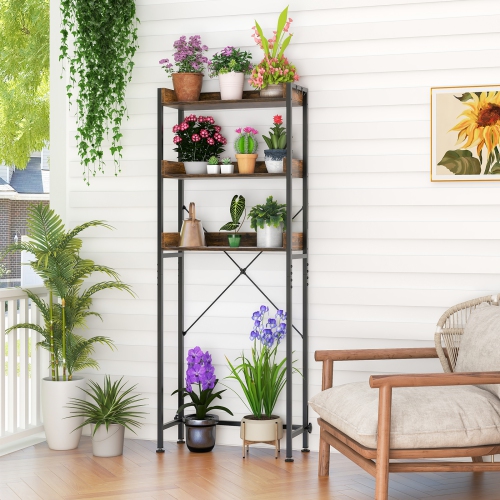 Costway 3-Tier Over-The-Toilet Bathroom Shelf Metal Frame Space Saver Rack with 4 Hooks