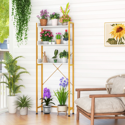 Costway 3-Tier Over-The-Toilet Bathroom Shelf Metal Frame Space Saver Rack with 4 Hooks