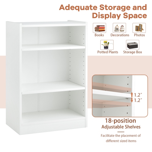 Costway 2 PCS 3-Tier Bookcase Open Multipurpose Display Rack Cabinet with Adjustable Shelves