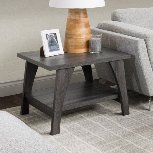 CorLiving LHW-720-E Hollywood DarkGrey Side Table with Lower Shelf