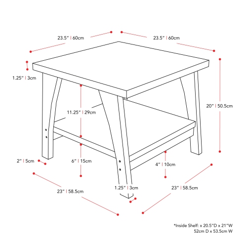 CorLiving LHW-720-E Hollywood DarkGrey Side Table with Lower Shelf