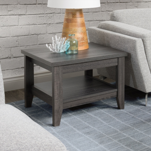 CorLiving LHW-710-E Hollywood Dark Grey SideTable with Shelf