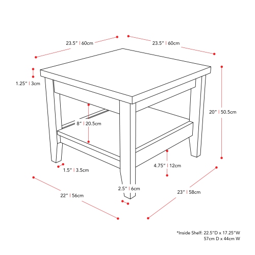 CorLiving LHW-710-E Hollywood Dark Grey SideTable with Shelf