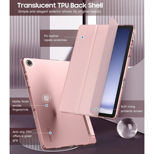 Samsung Galaxy Tab A9 Plus / A9+ 11" 2023 Case - Slim Soft TPU Translucent Frosted Back Cover, Rose Gold