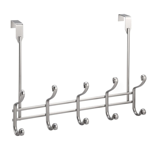 ITY International - Rail of 10 Hooks for Door, Silver Nickel