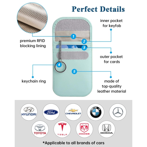 Bag for Key Fob, Faraday Key Fob Protector, Anti-Theft Pouch,Anti-Hacking Case Blocker, RFID Signal Blocking Bag for Car Key