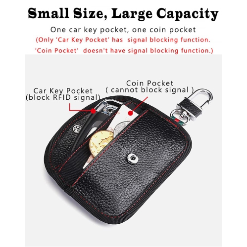 2 Pack Faraday Bag for Car Key Fob, Genuine Leather Car Key RFID Signal Blocking Pouch Keyless Signal Block Key Case for Car Security, Anti-Theft