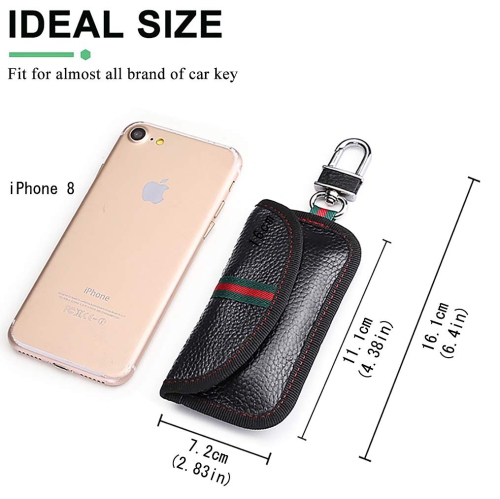 2 Pack Faraday Bag for Car Key Fob, Genuine Leather Car Key RFID Signal Blocking Pouch Keyless Signal Block Key Case for Car Security, Anti-Theft