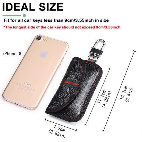 Paquet de 2 sacs Faraday pour porte-clés d'auto, pochette à blocage de signal RFID en cuir véritable pour porte-clés de sécurité de voiture,