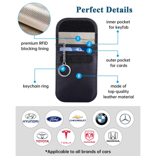 Sac pour porte-clés, protecteur pour porte-clés Faraday, pochette antivol, bloqueur de boîtier antivol, sac de blocage de signal RFID pour clé de