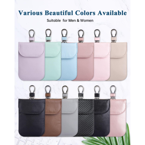 Bag for Key Fob, Faraday Key Fob Protector, Anti-Theft Pouch,Anti-Hacking Case Blocker, RFID Signal Blocking Bag for Car Key (Beige)