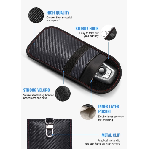 Pouch for Car Keys, Faraday Bag, Car RFID Signal Blocking Holder, Key Fob Protector, Key fob cage Block Signal Anti-Theft Fob Case