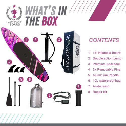 FUSION NEON 13FT x 37" Mega Wide Inflatable Stand Up Paddle Board, Ultra Stable Wide SUP Up to 3 people/480LB Fully equipped w/ Premium SUP