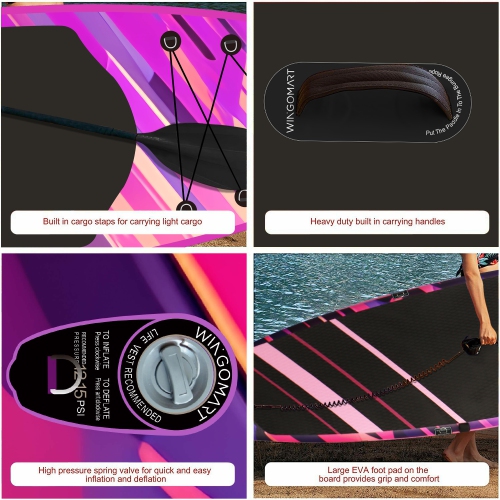 Planche à rame gonflable très large de 11ft x 33 po NEON de FUSION, planche large très stable pour 2 personnes/375LB personnes entièrement