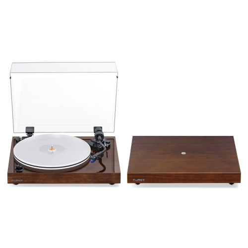 Tourne-disque haute-fidélité Reference RT85 de Fluance avec cartouche elliptique bleue Ortofon 2&nbsp;M et base d'isolation antivibrations