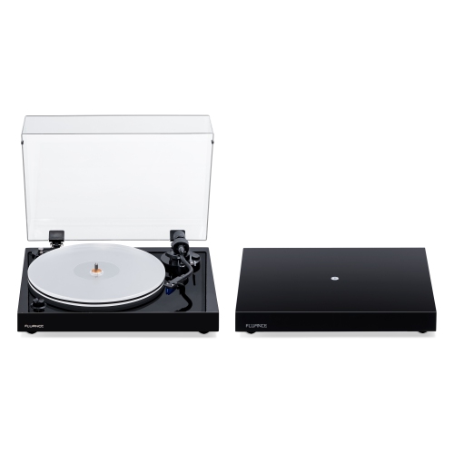 Tourne-disque haute-fidélité Reference RT85 de Fluance avec cartouche elliptique bleue Ortofon 2&nbsp;M et base d'isolation antivibrations