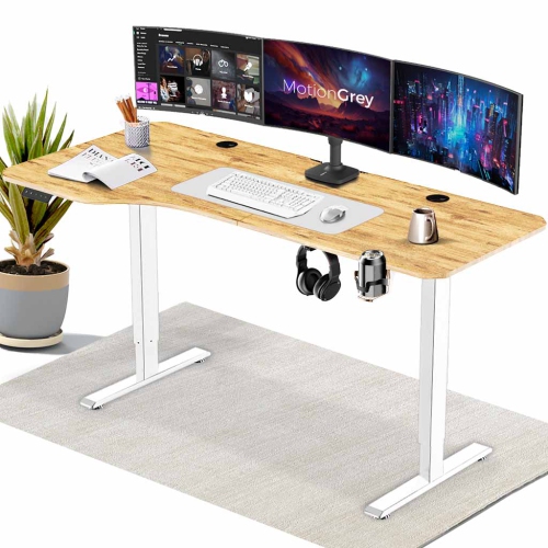 MOTIONGREY  - Height Adjustable L Shaped Standing Desk, Corner Desk, L Shape Desk, Computer Electric Sit Stand Desk Stand - Motorized Frame - Left I always liked wood colors and this desk had a nice top finish