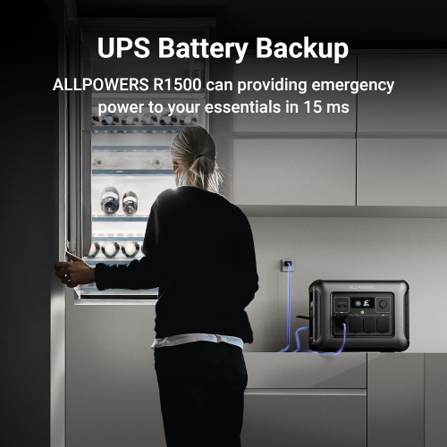 ALLPOWERS R1500 Portable Power Station, 1152Wh LiFePO4 Battery Backup w/ 4 1800W AC Outlets