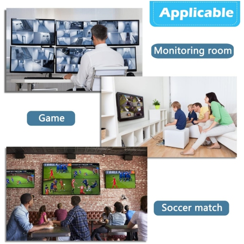 NIERBO HDMI Multiviewer Switch 4x1, Quad Seamless Switcher 4 in 1 Out with IR Remote Control, Support 4K Full HD and 5 Display Modes for Security