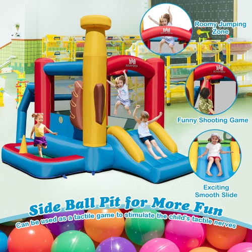 Costway Baseball Themed Jumping House Kids Bouncy Castle w/ 50 Ocean Balls & 735W Blower