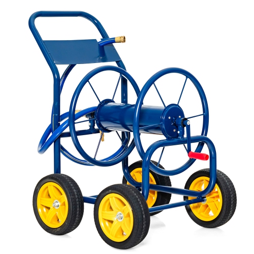 COSTWAY  Garden Hose Reel Cart Holds 330Ft Of 3/4"or 5/8" Hose 400Ft Of 1/2" Hose In Blue