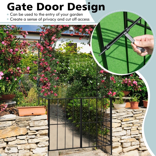Costway Garden Arch Arbor Trellis with Gate 7.5 ft Patio Archway Pergola for Wedding